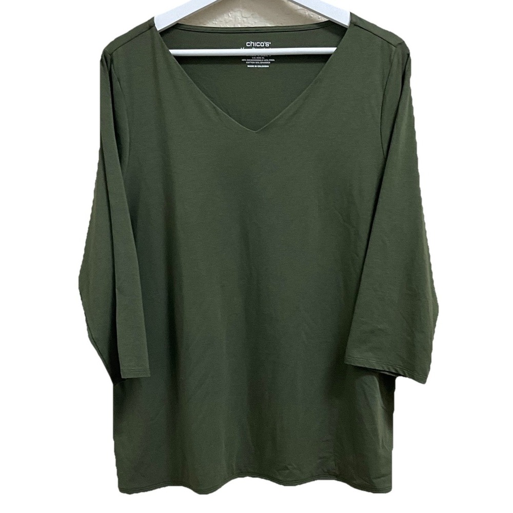Chico's Deep Green V-Neck Tunic Top